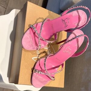 Christian Louboutin Suede Emelie Strass 100cm in Gummy Pink